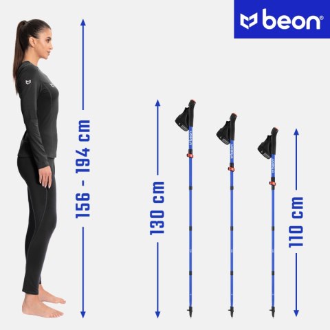 Kije Nordic Walking Składane Regulowane Beon Fx2 Niebieskie Do Spacerów