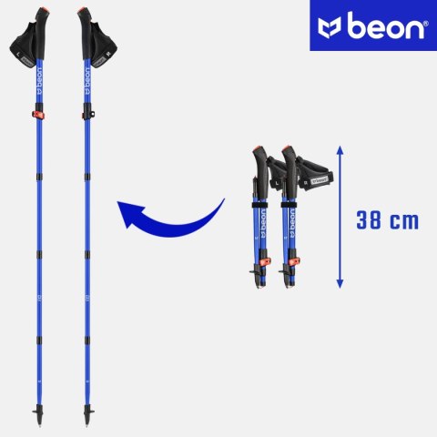 Kije Nordic Walking Składane Regulowane Beon Fx2 Niebieskie Do Spacerów