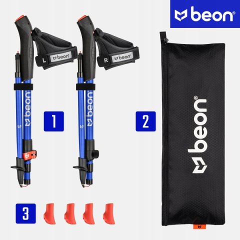 Kije Nordic Walking Składane Regulowane Beon Fx2 Niebieskie Do Spacerów