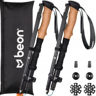 Kije Składane Trekkingowe Karbonowe Nordic Walking Cork Grip Eva Extension
