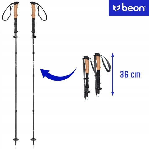 Kije Składane Trekkingowe Karbonowe Nordic Walking Cork Grip Eva Extension
