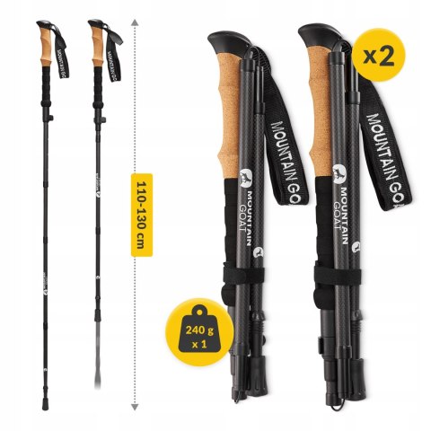 Kije Trekkingowe Active Carbon 110-130 Cm Do Nordic Walking, Regulowane