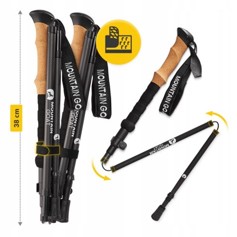 Kije Trekkingowe Active Carbon 110-130 Cm Do Nordic Walking, Regulowane