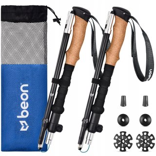 Kije Trekkingowe Beon Fold Black 2 Szt. Regulowane, Cork Grip, 156-194Cm