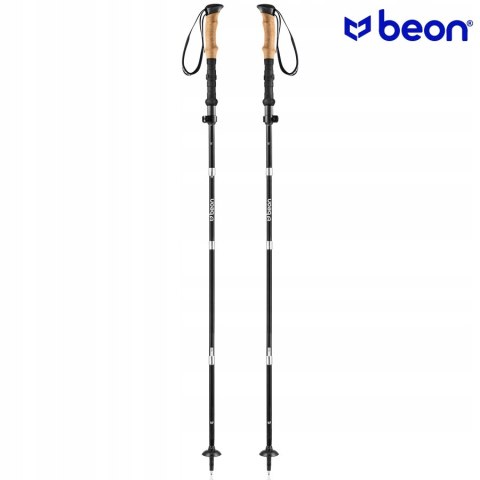 Kije Trekkingowe Beon Fold Black 2 Szt. Regulowane, Cork Grip, 156-194Cm