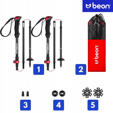 Kije Trekkingowe Beon Fold Lite 110-130Cm, Składane Aircraft Aluminium