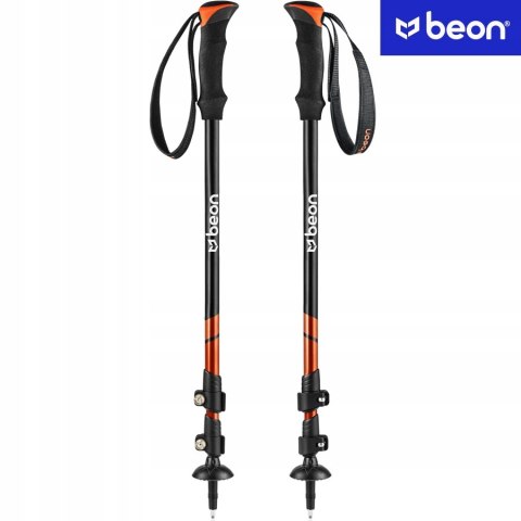 Kije Trekkingowe Beon Smart Orange 2 Szt Safe Lock, Lekkie Alu Z Końcówkami
