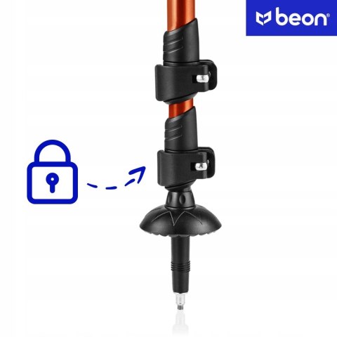 Kije Trekkingowe Beon Smart Orange 2 Szt Safe Lock, Lekkie Alu Z Końcówkami