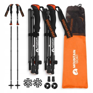 Kije Trekkingowe Nordic Walking Składane Regulowane 110-130Cm Pomarańczowe