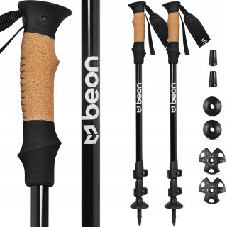 Kije Trekkingowe Regulowane Do Chodzenia Po Górach 2 Szt. Beon Pro Black