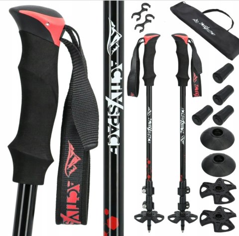 Kije Trekkingowe Składane 2 Szt Regulowane 61-135 Cm Safe Lock 4 Końcówki