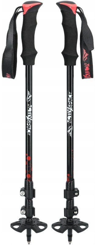 Kije Trekkingowe Składane 2 Szt Regulowane 61-135 Cm Safe Lock 4 Końcówki