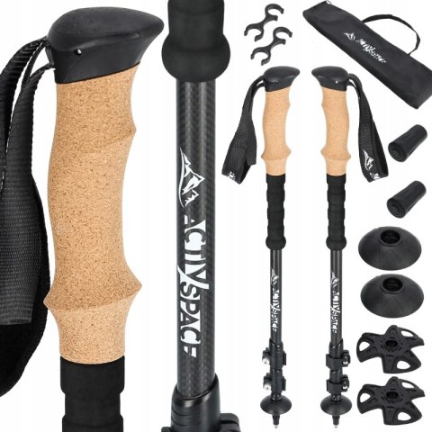 Kije Trekkingowe Składane Carbon+ 61-135 Cm, Safe Lock, Nordic Walking
