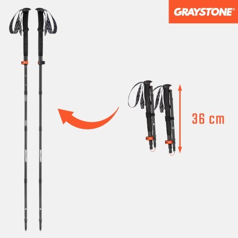 Kije Trekkingowe Składane Graystone Gtf2 Lekke, Regulowane Kompaktowe 2 Szt