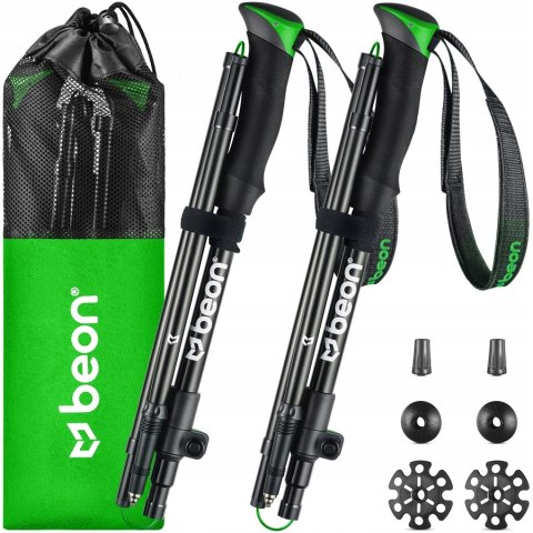 Kijki Trekkingowe Składane Beon Fold Lite Green 110-130 Cm, Lekkie Trwałe