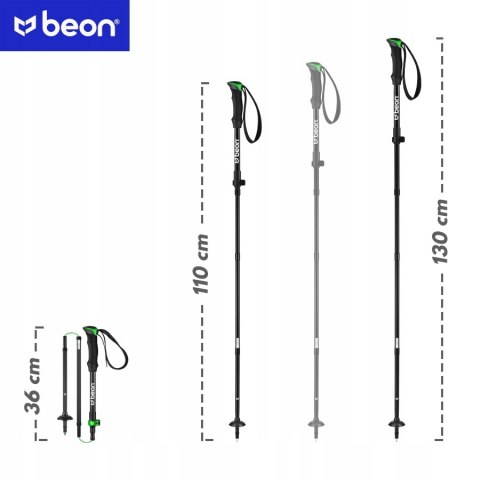 Kijki Trekkingowe Składane Beon Fold Lite Green 110-130 Cm, Lekkie Trwałe