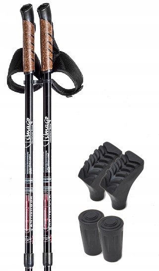 Kijki Trekkingowe Timago Nordic Walking Regulowane Ze Wymiennymi Końcówkami