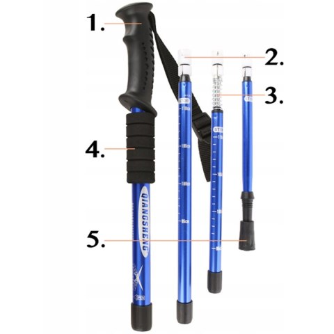 Regulowane Kijki Trekkingowe Nordic Walking Z Kompasem 63-135 Cm