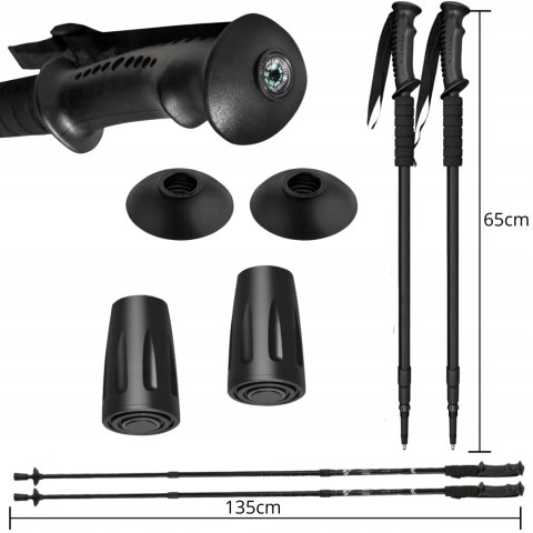 Regulowane Kijki Trekkingowe Nordic Walking Z Kompasem 63-135 Cm
