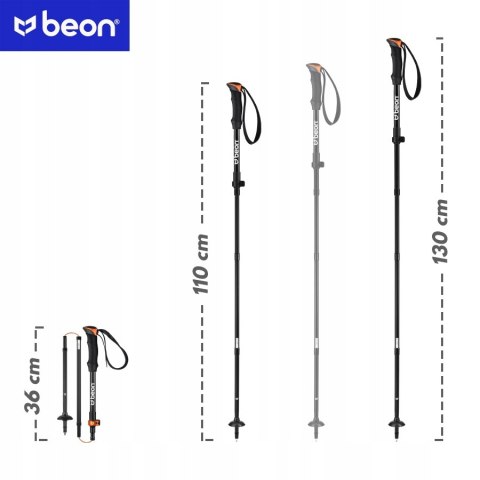 Regulowane Składane Kije Trekkingowe Beon Fold Lite 2 Szt - Alu 7075 Eva