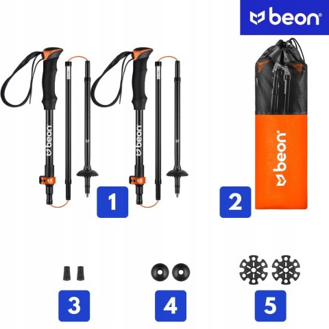 Regulowane Składane Kije Trekkingowe Beon Fold Lite 2 Szt - Alu 7075 Eva