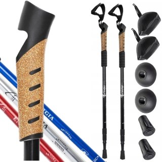 Składane Kije Do Nordic Walking 63-135 Cm, Aluminiowe, Regulowane, Z Końcówkami