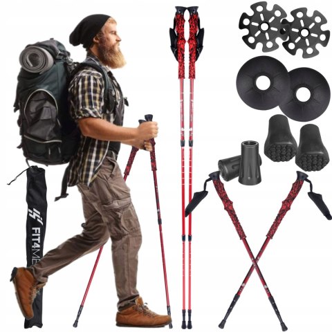 Fit4med Kije Trekkingowe Carbon Ultra Lekke 3Segmentowe Antishock 105-135Cm