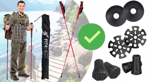 Fit4med Kije Trekkingowe Carbon Ultra Lekke 3Segmentowe Antishock 105-135Cm
