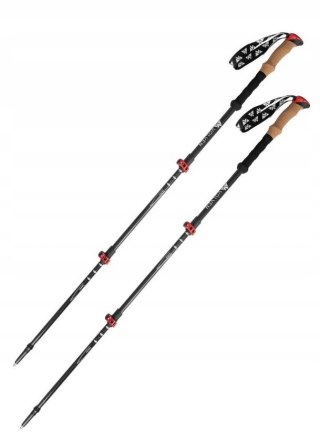 Karbonowe Kije Trekkingowe Volven Adventure Czerwone Teleskopowe 65-135Cm