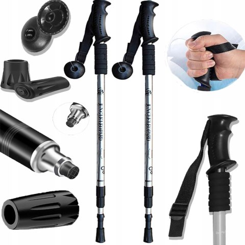 Kieje Trekkingowe Teleskopowe Aluminiowe Antishock 67-135 Cm Nordic Walking
