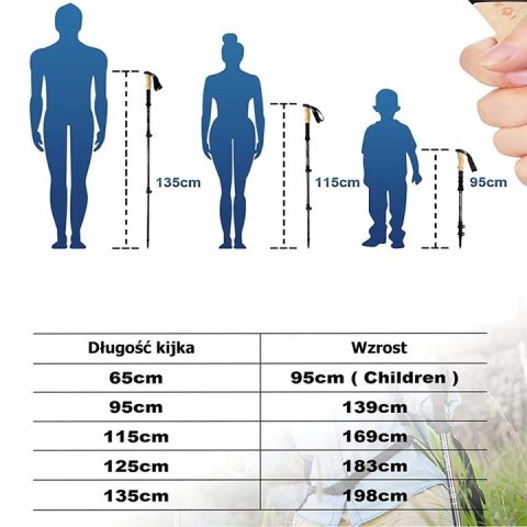 Kieje Trekkingowe Teleskopowe Aluminiowe Antishock 67-135 Cm Nordic Walking