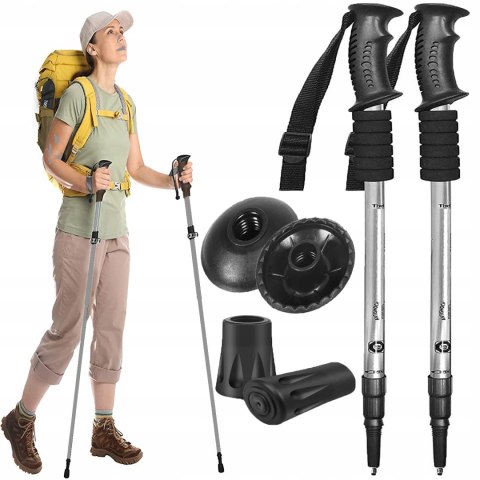 Kieje Trekkingowe Teleskopowe Aluminiowe Antishock 67-135 Cm Nordic Walking