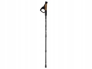 Kij Nordic Walking Czarny 135 Cm Anti-Shock Z Korkową Rączką 3 Końcówkami