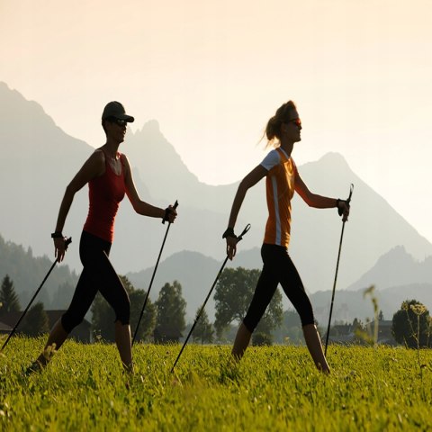 Kij Nordic Walking Czarny 135 Cm Anti-Shock Z Korkową Rączką 3 Końcówkami