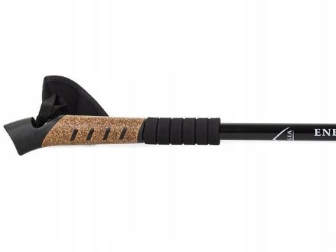 Kij Nordic Walking Czarny 135 Cm Anti-Shock Z Korkową Rączką 3 Końcówkami