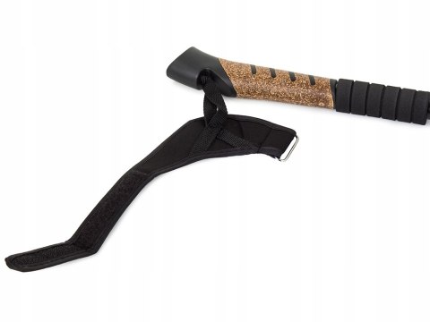 Kij Nordic Walking Czarny 135 Cm Anti-Shock Z Korkową Rączką 3 Końcówkami