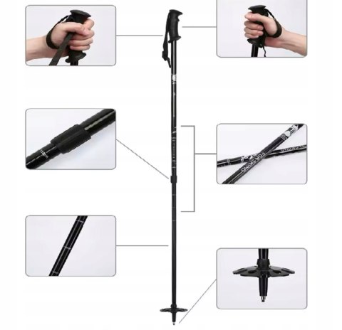 Kije Nordic Walking 2 Szt. Teleskopowe, Regulowane, Anti-Shock 65-135Cm