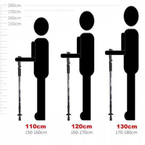 Kije Nordic Walking 3-Segmentowe Teleskopowe Aluminiowe Anti-Shock 64-135Cm