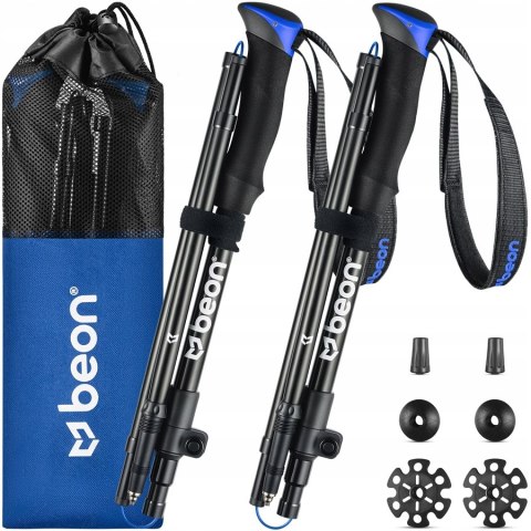 Kije Trekkingowe Beon Fold Lite Black 2 Szt. Regul., Eva Chwyt, Al.7075