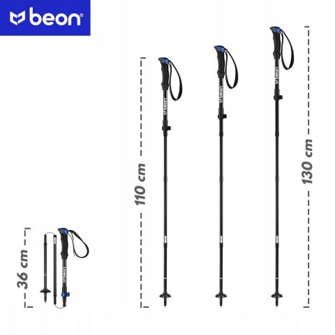 Kije Trekkingowe Beon Fold Lite Black 2 Szt. Regul., Eva Chwyt, Al.7075