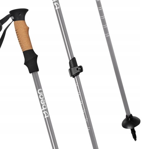 Kije Trekkingowe Beon Pro Grey Z Rączkami Korkowymi, Regulacja 61-135 Cm