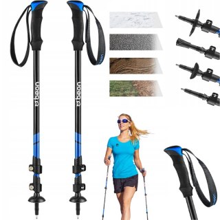 Kije Trekkingowe Beon Smart Blue 61-135Cm - Regulacja Safe Lock, 4 Końcówki