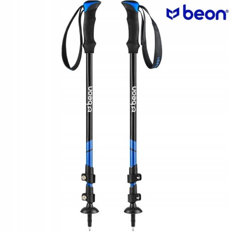 Kije Trekkingowe Beon Smart Blue 61-135Cm - Regulacja Safe Lock, 4 Końcówki
