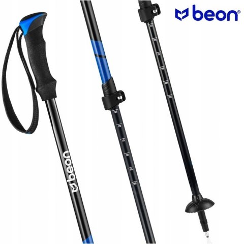 Kije Trekkingowe Beon Smart Blue 61-135Cm - Regulacja Safe Lock, 4 Końcówki