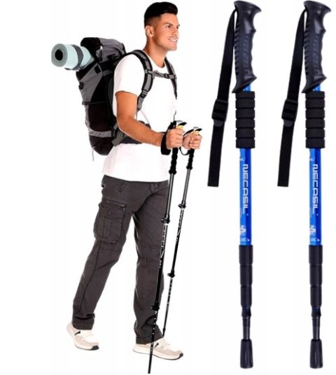 Kije Trekkingowe Nordic Walking Składane, Regulowane 2 Szt. Anti-Shock