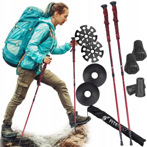 Kije Trekkingowe Ultra Lekkie 3-Segmentowe Z Systemem Anti-Shock 105-135 Cm