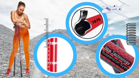 Kije Trekkingowe Ultra Lekkie 3-Segmentowe Z Systemem Anti-Shock 105-135 Cm