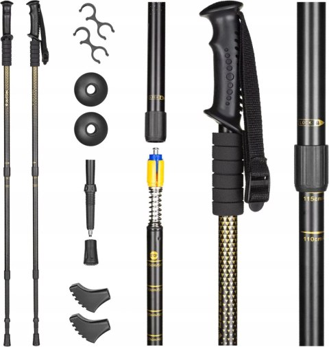 Kijki Nordic Walking Alu 3-Sekcjonowe Outtec Regulowane 65-135Cm Anti-Shock