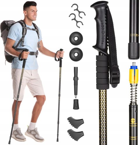 Kijki Nordic Walking Alu 3-Sekcjonowe Outtec Regulowane 65-135Cm Anti-Shock