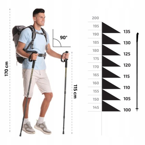 Kijki Nordic Walking Alu 3-Sekcjonowe Outtec Regulowane 65-135Cm Anti-Shock